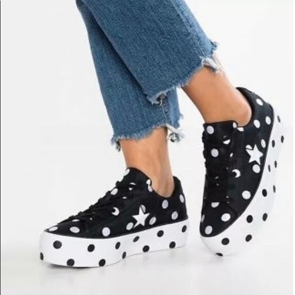 one star platform embroidered dots